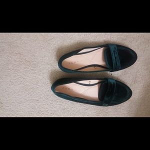 Zara Esmeralda Green Velvet Flats